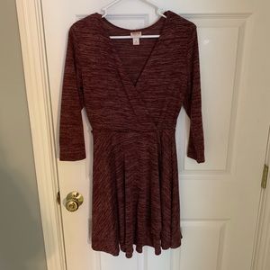 Maroon 3/4 Sleeve Dress